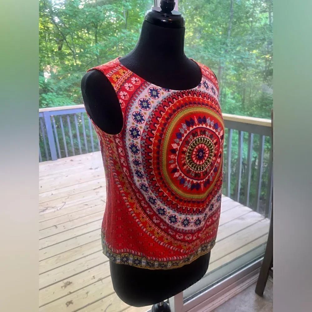 Renee C Orange Print Top - Picture 4 of 6